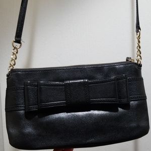 Crossbody black leather purse
